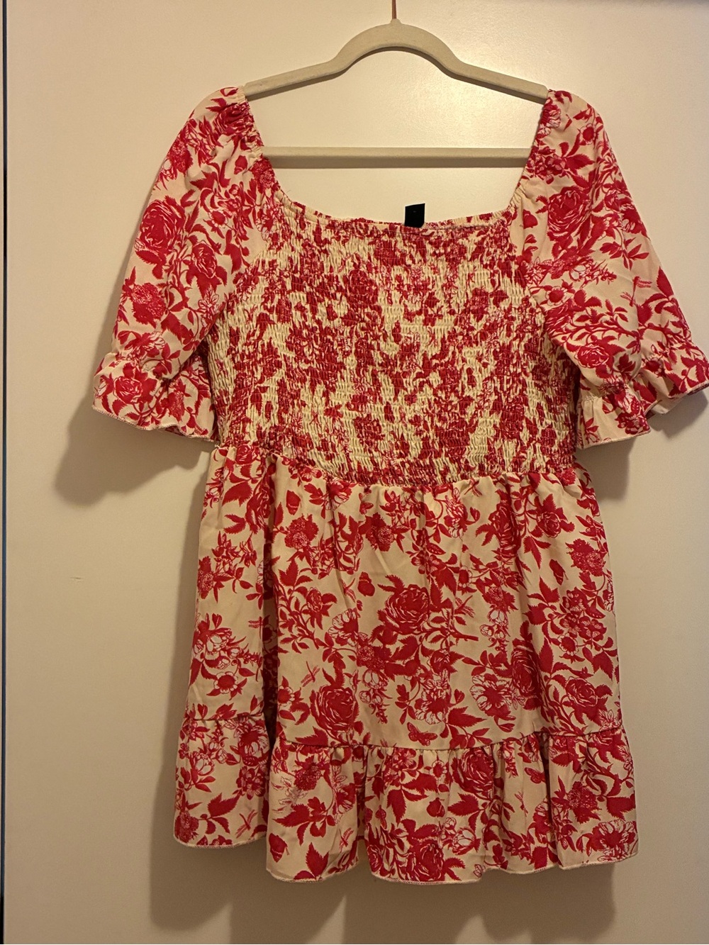 Shein Floral Smocked Square-Neck Top